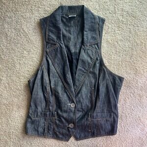 Vintage Jenni N Jess Y2K Denim Jean Vest Button Dark Wash Vest 100% Cotton XL